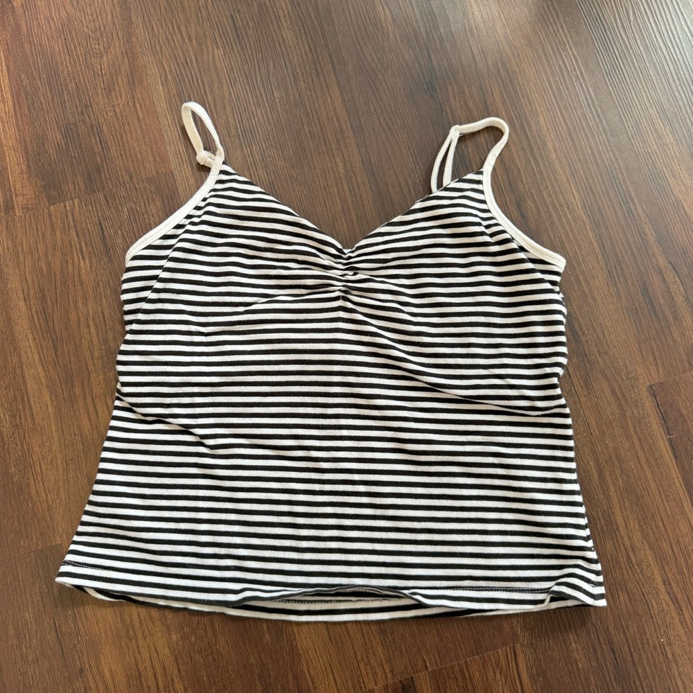 TeeCo Women’s Vintage Black White Stripe Adjustable Tank